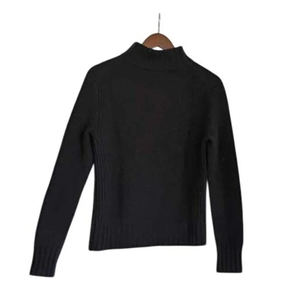 J.Crew Womens Merino Wool Alpaca Blend Mock Neck Turtleneck Sweater Black‎ Small